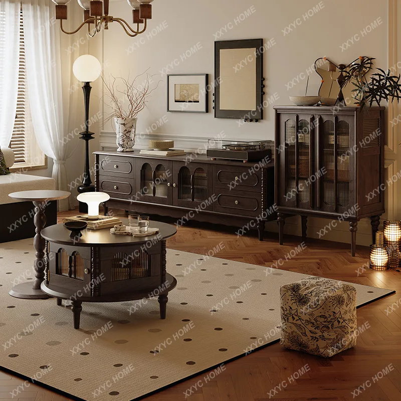 

M retro all-solid wood TV cabinet antique living room new living room home