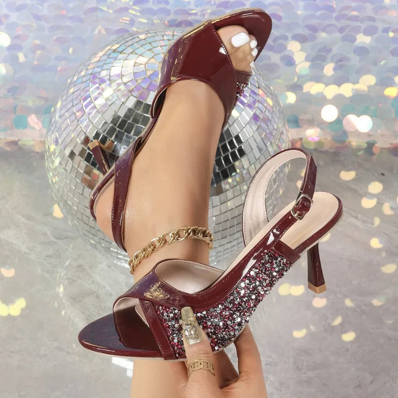 

Women's Shoes Sexy Open Toed Rhinestone Sandals Fashion Shoes for Women Elegant Banquet High Heels Summer Designer Shoes Zapatos