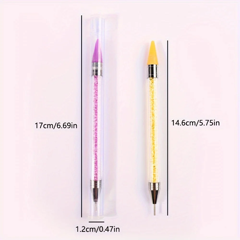 1 PC ネイルアート双頭ラインストーンピッカーペン、ラインストーンピックアップ用ネイルアートワックスペン、ネイルアート用ドットツール