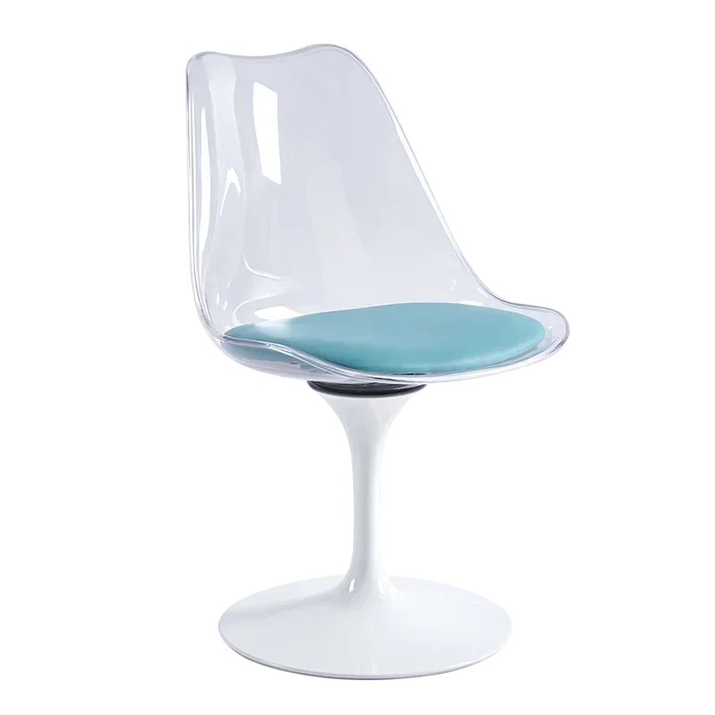 Nordic Simple Light Luxury Leisure Negotiation Acrylic Transparent Tulip Backrest Swivel Chair for Bedroom