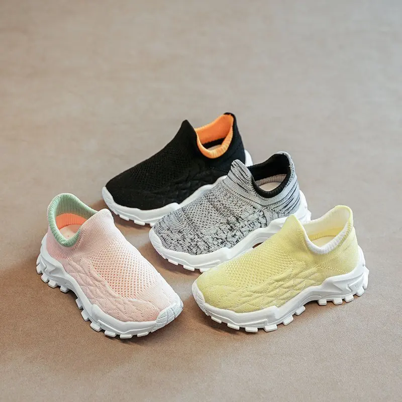 New Child Sneaker Fashion Versatile Girl Shoes Breathable Knitted Boy Shoe Trendy Comfort Kid Shoe Simple Daily Casual Shoes