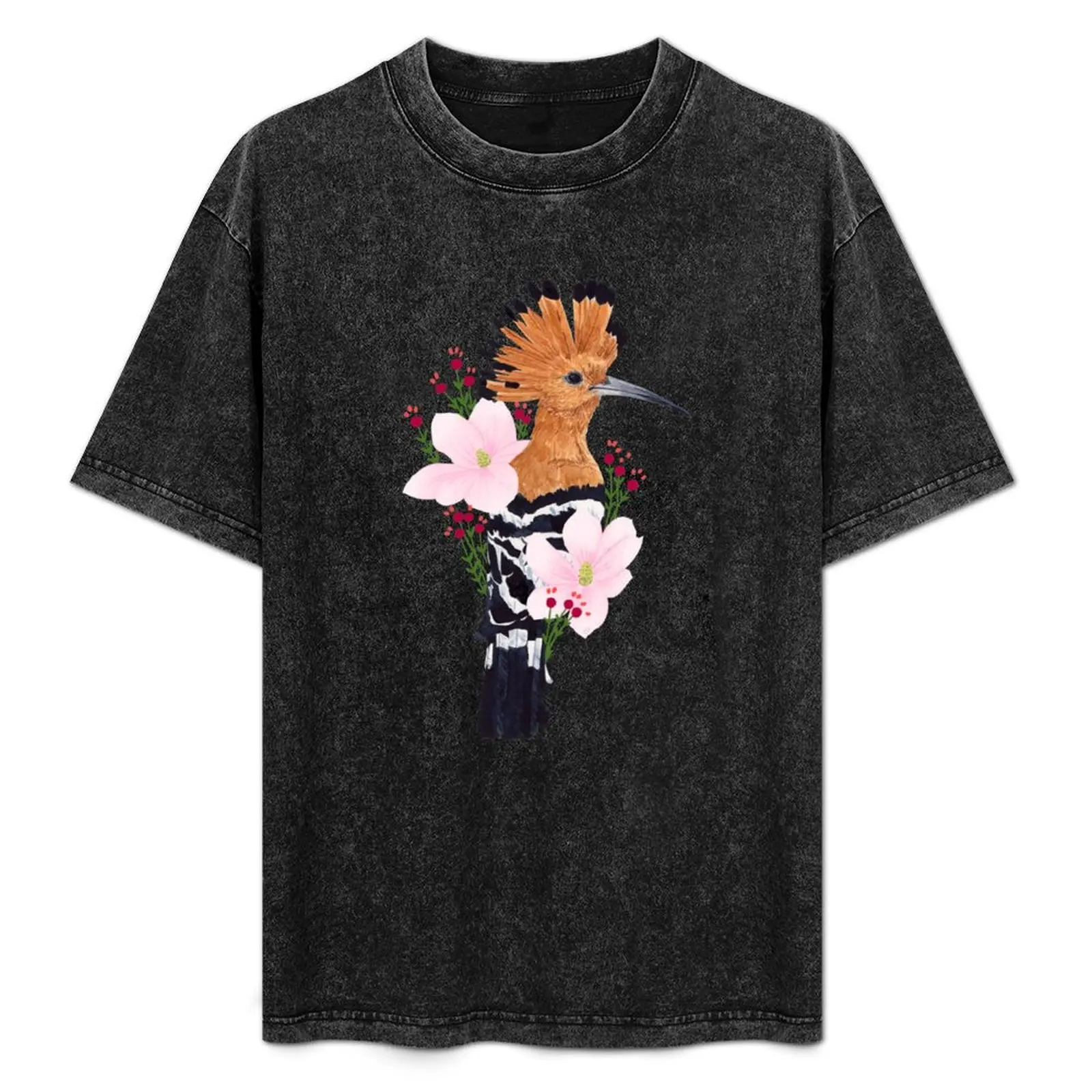 HOOPOE & FLOWERS (green) T-Shirt designer shirts basketball graphic tees quick-drying cotton t shirt men