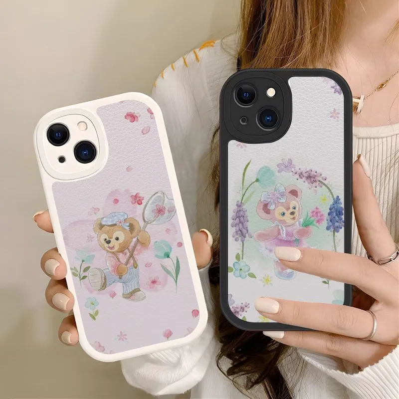 Disney Duffy Gelatoni Phone Case Silicone Soft For IPhone 14 11 13 12 Pro Max Mini Xs X Xr 7 8 Plus SE2020 Leather Texture Cover