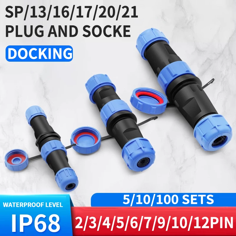 

SP/13/16/17/20/21 SD13 Docking Aviation Plug And Socket Connector 2/3/4/5/6/7/9/12 PIN Male Female Waterproof, Dustproof IP68