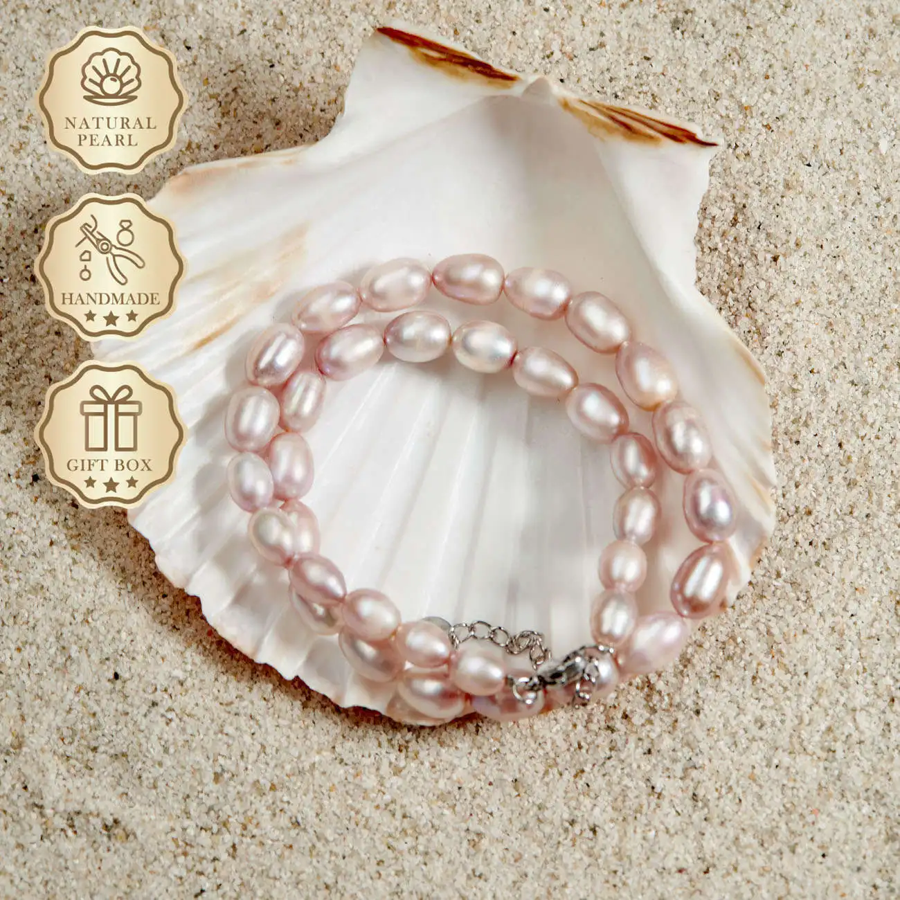 

MYSOYA Purple Rice Freshwater Pearl Necklace 6–7mm with Silver Extension Chain, Gift Box, Perfect Birthday Gift/Anniversary Gift