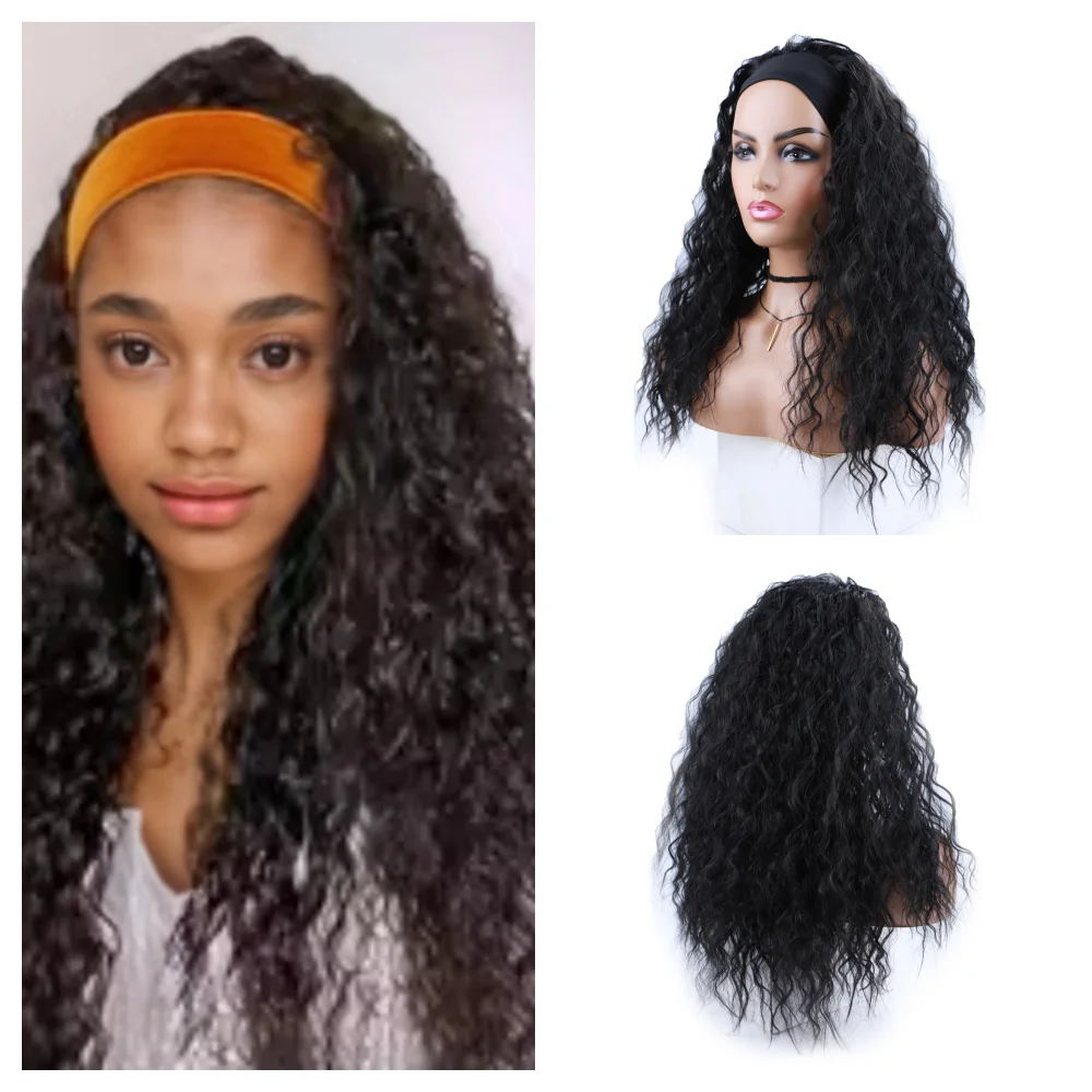 

Длинный волнистый парик-повязка на голову Blice из синтетических волос для афроамериканских женщин, 20 дюймов, из канекалона, для ежедневного использования, с эффектом влажных волнистых кудрей