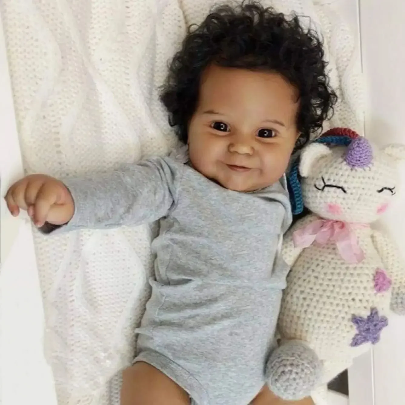 50 CM Black Skin Full Vinyl Body Reborn Baby Girl Doll Toy Maddie For Girl Smiling Toddler Lifelike Birthday Gift Bathe Toy