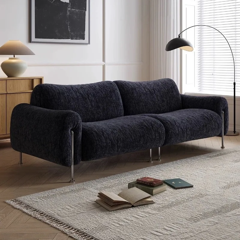 

Black medieval style living room straight row fabric sofa Italian modern simplicity