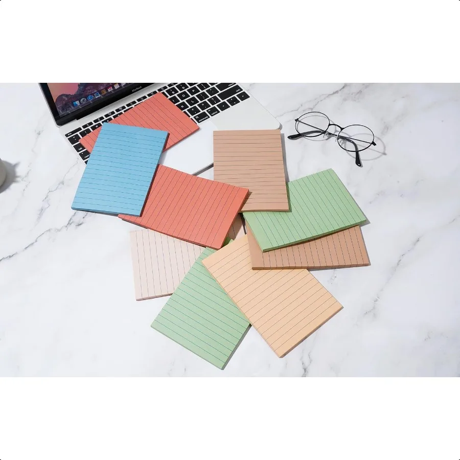 9 blocs de notas adhesivas forradas, 4x6 en colores postales, almohadillas autoadhesivas, Bloc de notas con poder adhesivo, su bloc de 40 hojas