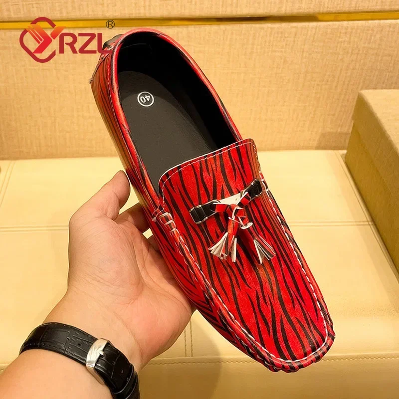 YRZL Men White Loafers Tassel Casual Luxury Men Shoes Handmade PU Leather Moccasins Light Breathable Slip on Boat Shoes for Men