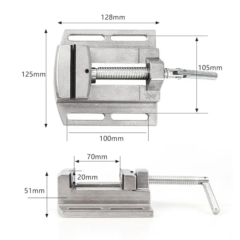 Aluminum Alloy Mini Flat Nose Pliers 2.5 Inch Double Track Precision Clamping for Small Qiangjie Bench Drill DIY Jewelry