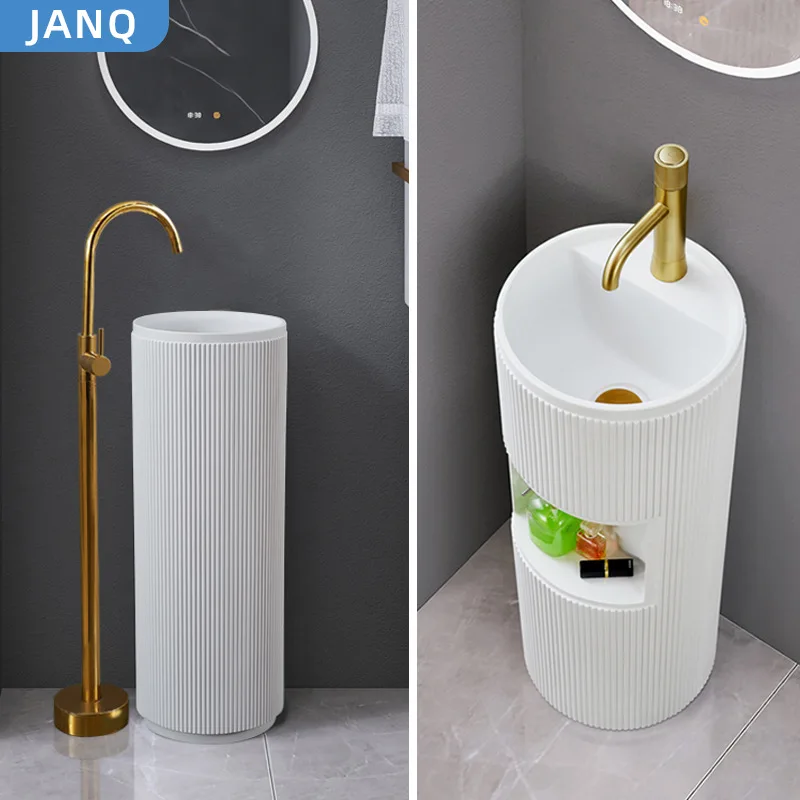 Column basin integrated floor-to-ceiling wash basin small apartment bathroom creative wash table washbasin