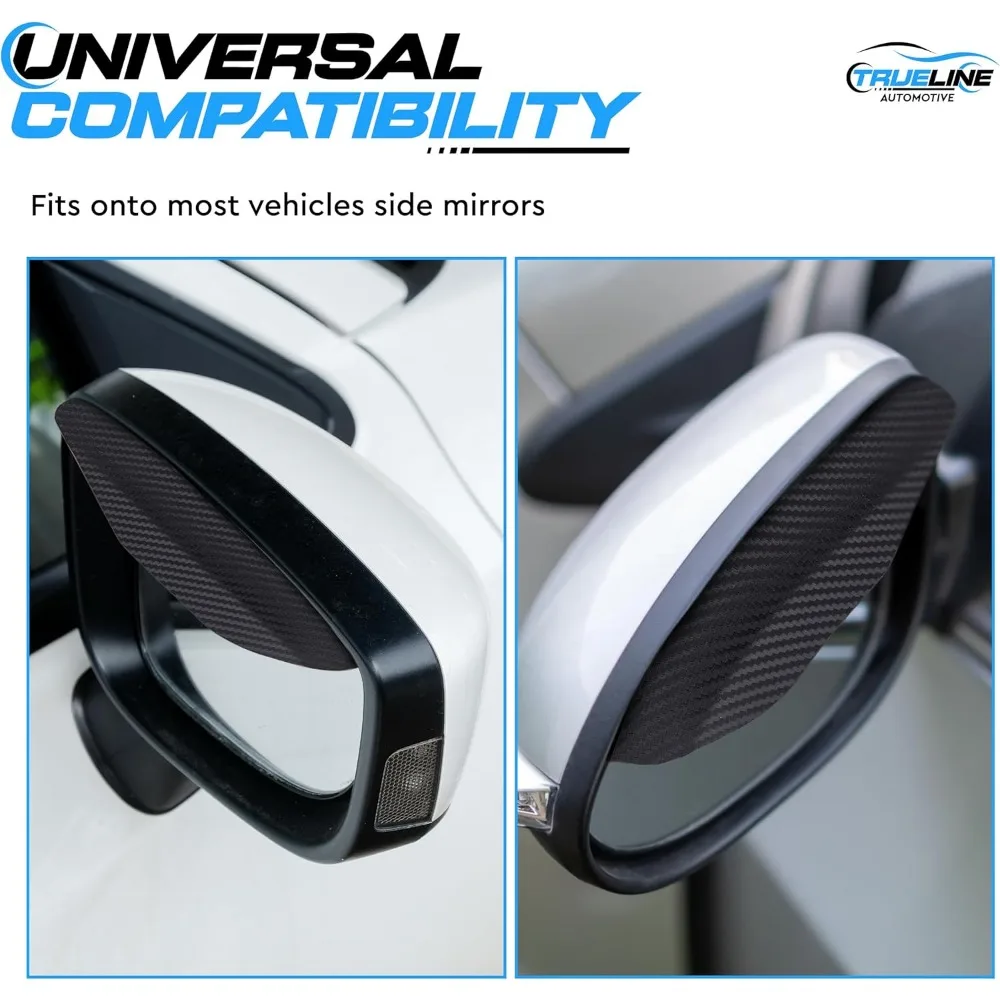 True Line Automotive 2 قطعة واقي المطر بمرآة جانبية - غطاء مرآة الرؤية الخلفية من ألياف الكربون - ملحقات خارجية للسيارات للدكتور #6