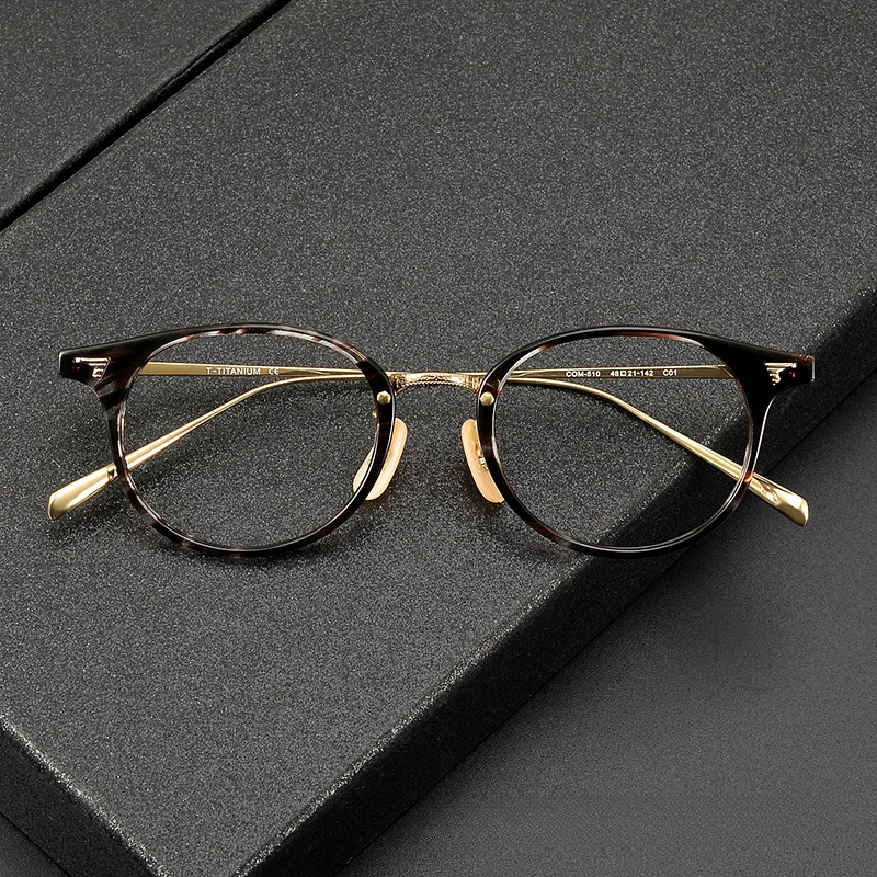 Japanese Oval Men's Eyeglasses Spectacle Retro Titanium Glasses Handmade Women's Acetate Myopia COM510 Reading Optical Frame