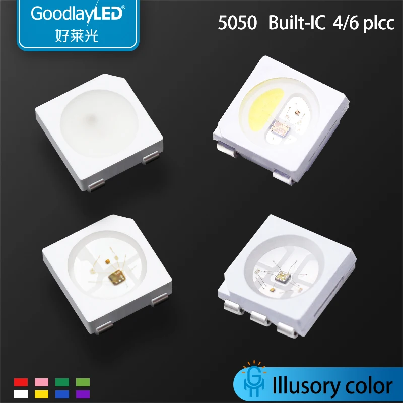 

1000 шт. 5050 SMD светодиодный Buit-in IC 4/6PLCC 5v RGB WS2812 полноцветные лампы SK6812 0,2 W Высокая яркость строкости Epistar чип диод