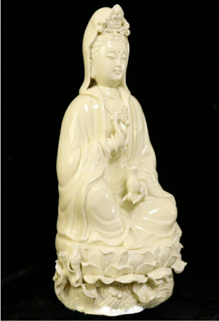 

White Porcelain Buddhism Kwan-yin Guan Yin Quan yin Buddha statue 10" Chineae