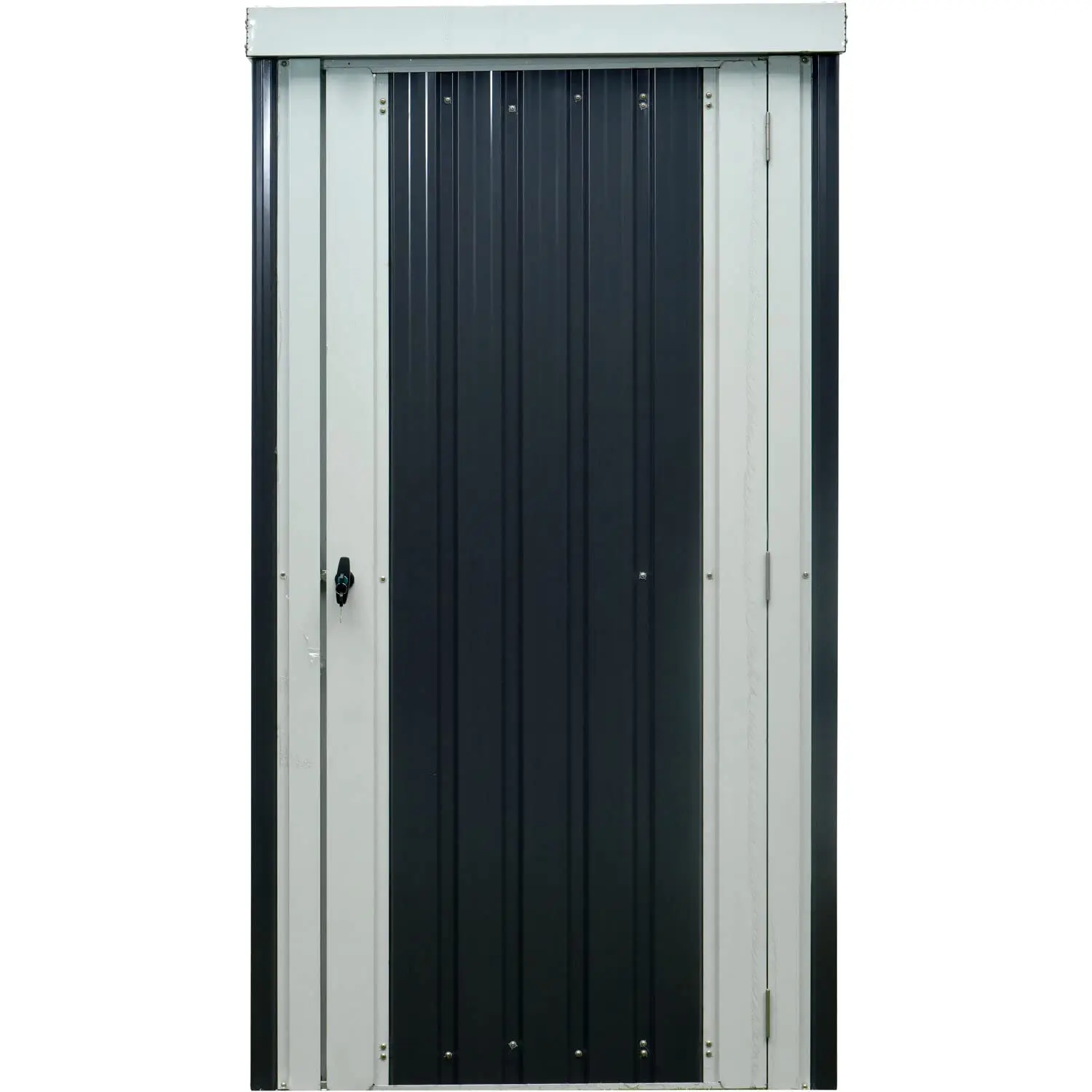 

Galvanized Steel Single Door Patio Storage Shed for Garden Tools with Twist Lock and Key Security, 2 Tool Hooks, Customized