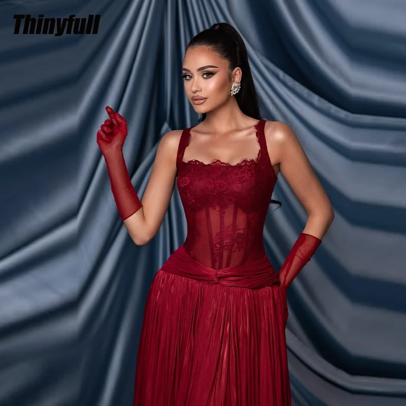 

Thinyfull A-line Prom Dress 2026 Sleeveless Shiny Satin/Lace Evening Dress Vestidos De Fiesta Elegantes Party Gown Customized