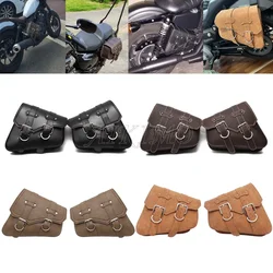 Motorcycle Universal Saddlebags Side Tool Bag PU Leather Luggage Saddle Bag Pouch For Harley Honda Suzuki Yamaha