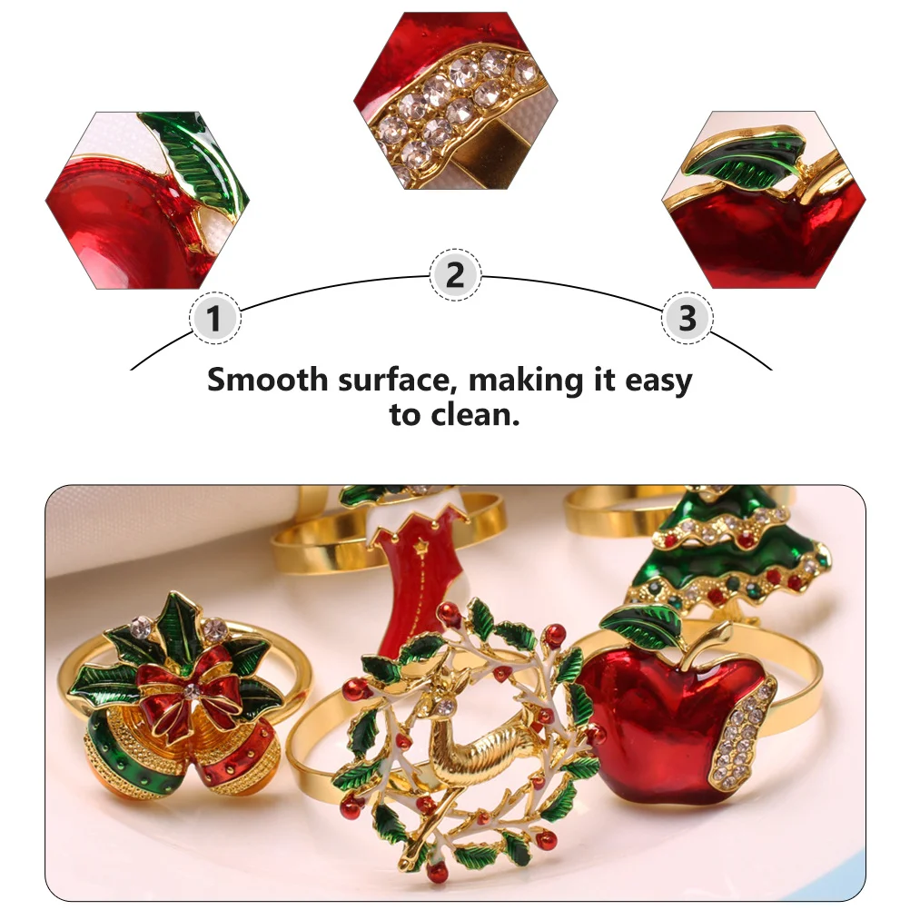 

6 шт. кольца для салфеток в форме яблока, креативные держатели для салфеток, изысканные декоративные застежки для праздничного банкетного стола