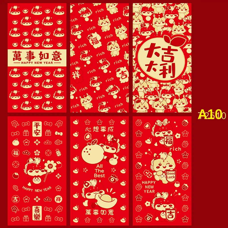 SX 6Pcs red paper 2026 Horse Year Spring Festival Red Envelope Chinese New Year Money Envelope Lucky Red Pockets