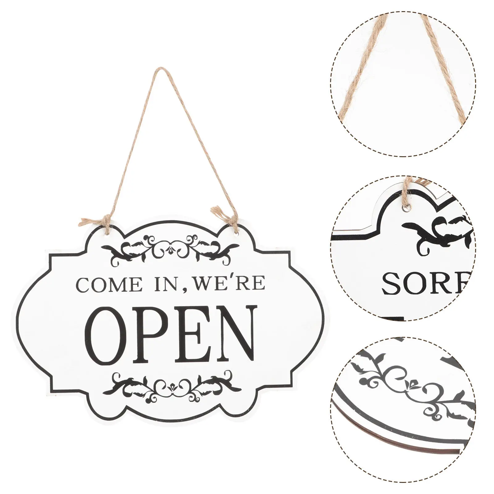 Retro Wood Open Closed Door Sign Hanging Pendant Double Sided Decorative Plate for Store Entrance Farmhouse Kitchen Decor