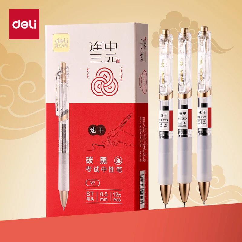 

Deli 4/8pcs 0.5mm Black Ink Quick-drying Gel Pen School Supplies Gift Office Supplies Signing Pens Stationery Office Pens