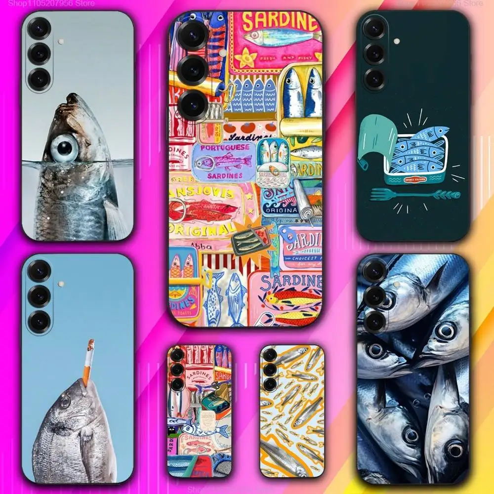 

S-Sardines Fish Art Shockproof For Samsung A 73,72,71,53,52,51,41,40,30,22,21,13,12,Note 20,10,9 Ultra Pro 5G Soft Phone Case