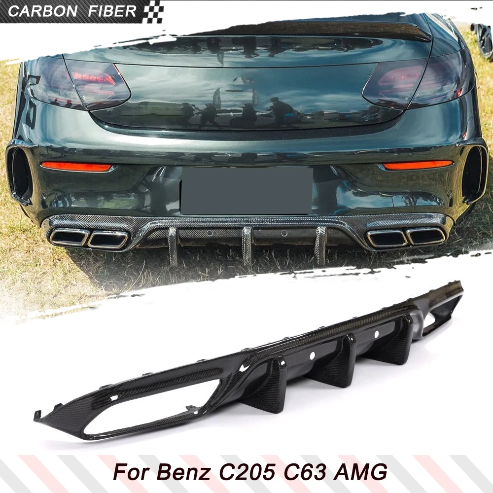 Carbon Fiber Car Rear Bumper Diffuser Spoiler for Mercedes-Benz C205 A205 C63 AMG Coupe 2015 - 2019 Rear Bumper Racing Body Kits