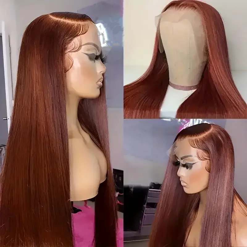 Reddish Brown Straight 13x4 Hd Lace Frontal Human Hair Wig Pre Plucked 13x6 Lace Frontal Wig Brazilian Human Hair Wigs For Women