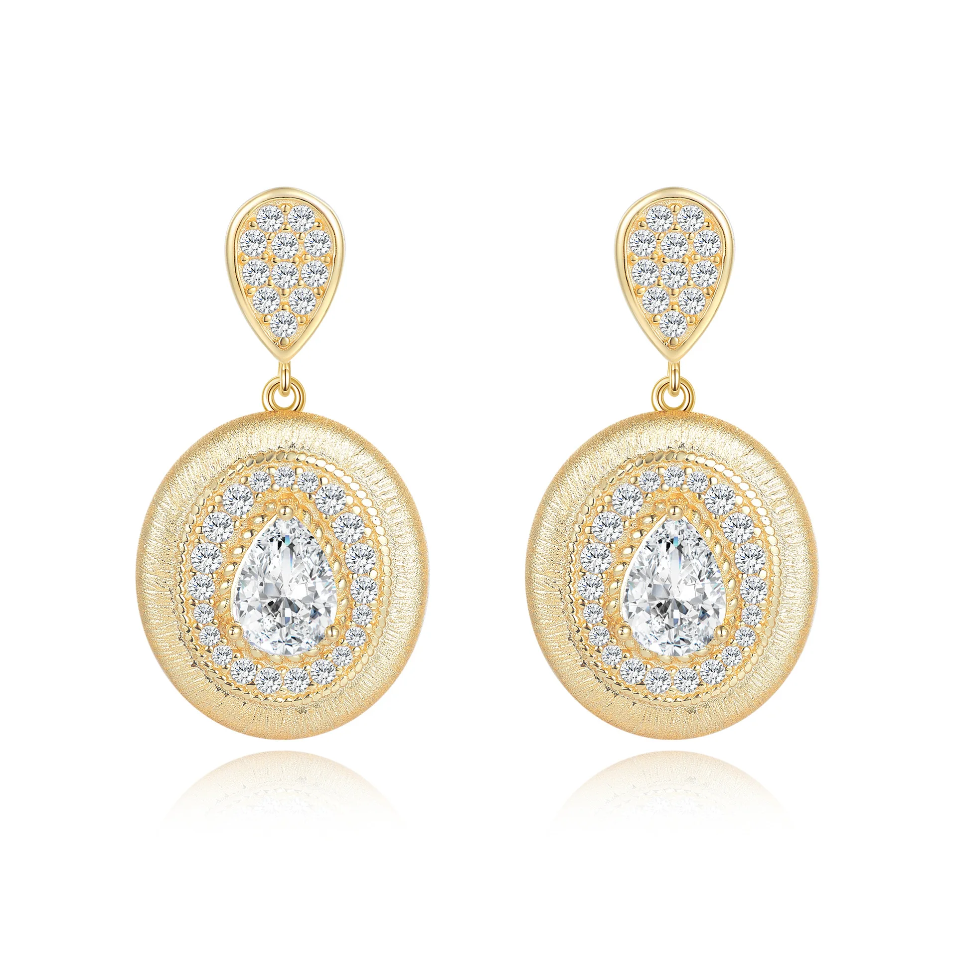 CKT 14K Gold Moissanite Drop Earrings Italian Craftsmanship Luxury Elegant Pear Design Platinum for Women Fine Jewelry Gift