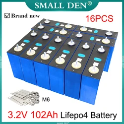 16PCS New 3.2V 100A 102Ah LifePo4 Battery 3C High Power Rechargeable Cells DIY 12V 24V E-car Boat RV Home Inverter Yacht Solar