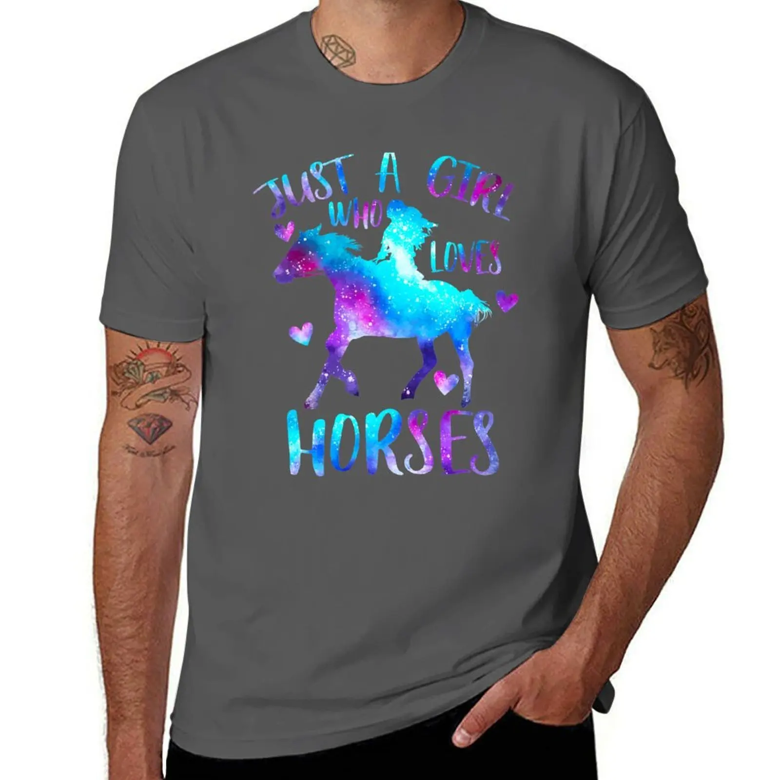 

girl a Just who Horses loves T-Shirt Relaxed Casual Short Sleeve Tee