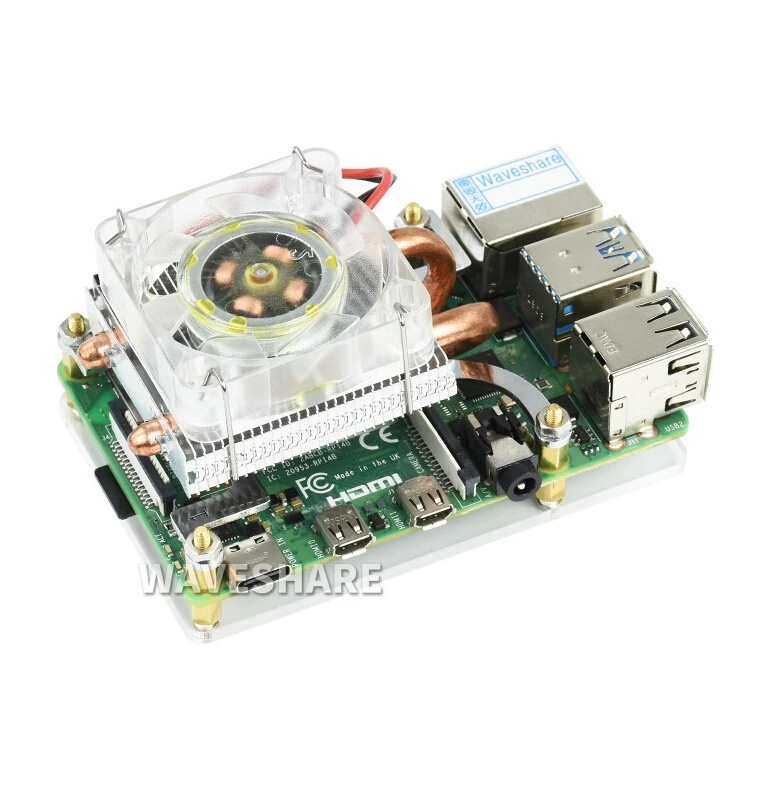 

Низкопрофильный охлаждающий вентилятор Waveshare ICE Tower для Raspberry Pi 4B/3B+/3B, супер рассеивание тепла