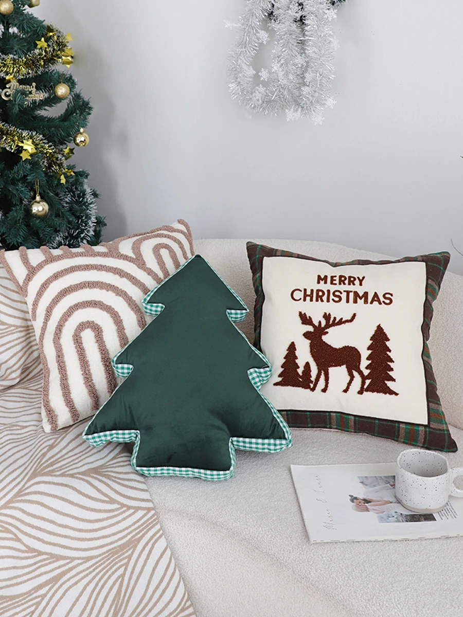 

Nordic Style Christmas Decorative Cushion Cover Sofa Living Room Square Pillowcase Non-Core Washable Polyester Fiber