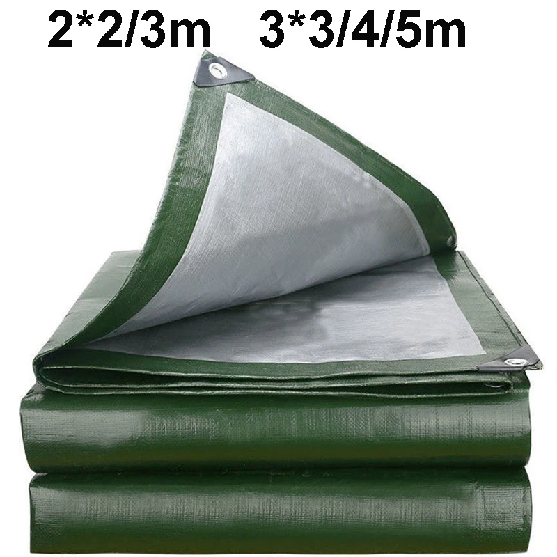 Lona verde plateada, resistente al agua, Anti-UV, cubierta de protección multiusos para exteriores, Camping, agricultura, Patio y jardín