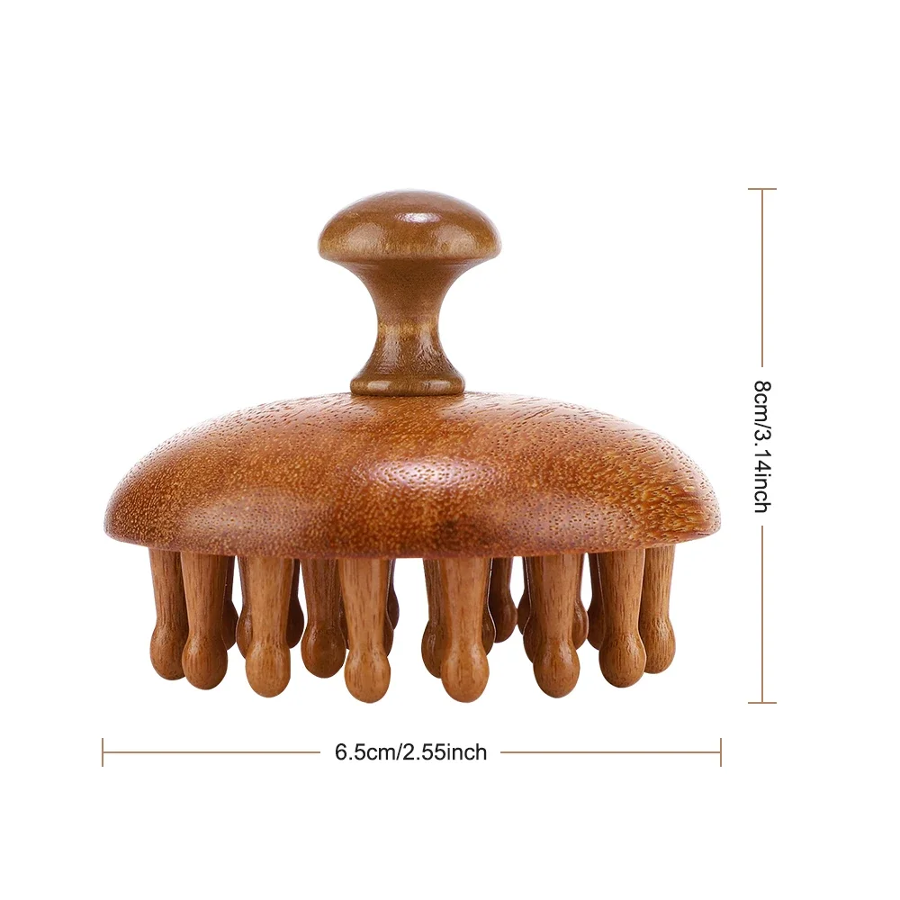 Sandelholz-Massagekamm Fingerring-Kamm Kopf-Meridian-Kamm Kopfhautmassagegerät Antistatische Holzbürste Guasha-Werkzeug für den Ganzkörper – Detail 7