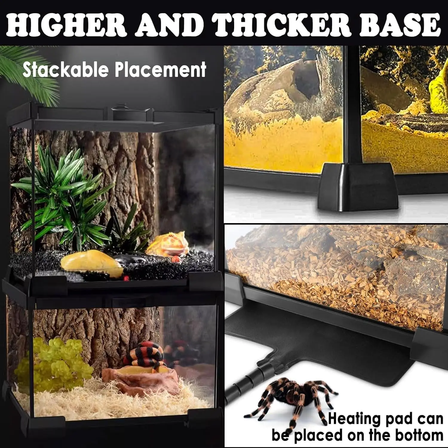 خزان الزواحف، 8 بوصة × 8 بوصة × 6 بوصة تررم الزواحف الصغيرة، خزان زجاجي سحلية شابة كاملة، حاوية موئل برمائية صغيرة قفص الرتيلاء