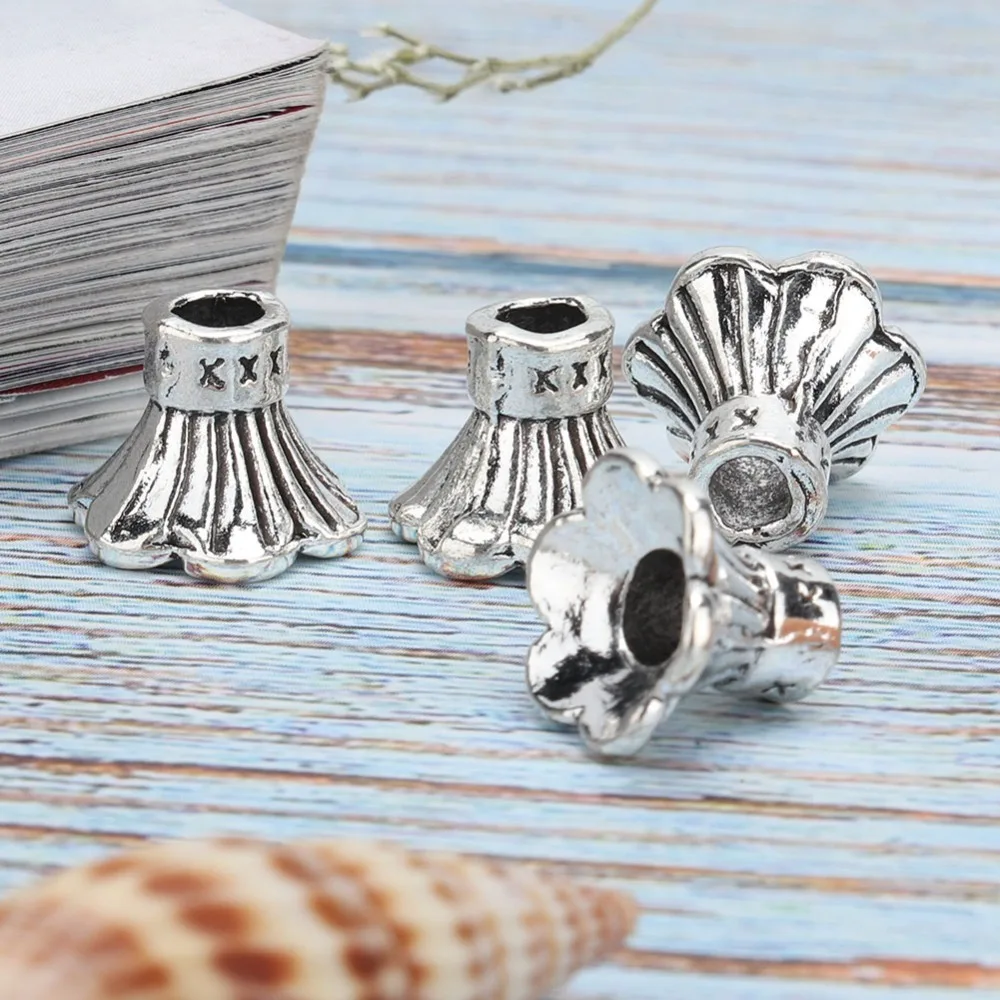 

50 шт., винтажные колпачки из сплава, винтажные колпачки из бисера, 6-лепестковые колпачки, серебряные аксессуары для самостоятельного изготовления ювелирных изделий, колпачки из бисера, изготовление ювелирных изделий