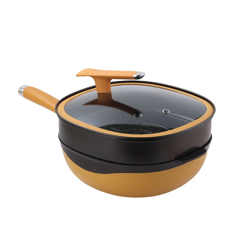 

Сковорода из титанового сплава с антипригарным покрытием, сковорода-вок, домашняя сковорода для стейка, индукционная плита, газовая плита, специальная кухонная кастрюля для приготовления пищи