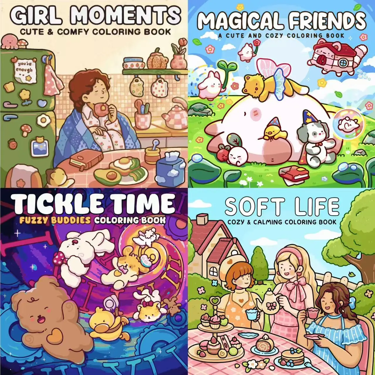 

Adult Coloring Book Assortment Charming Life Scenes, Simple Coloring for Parent - Child DIY Fun at Home