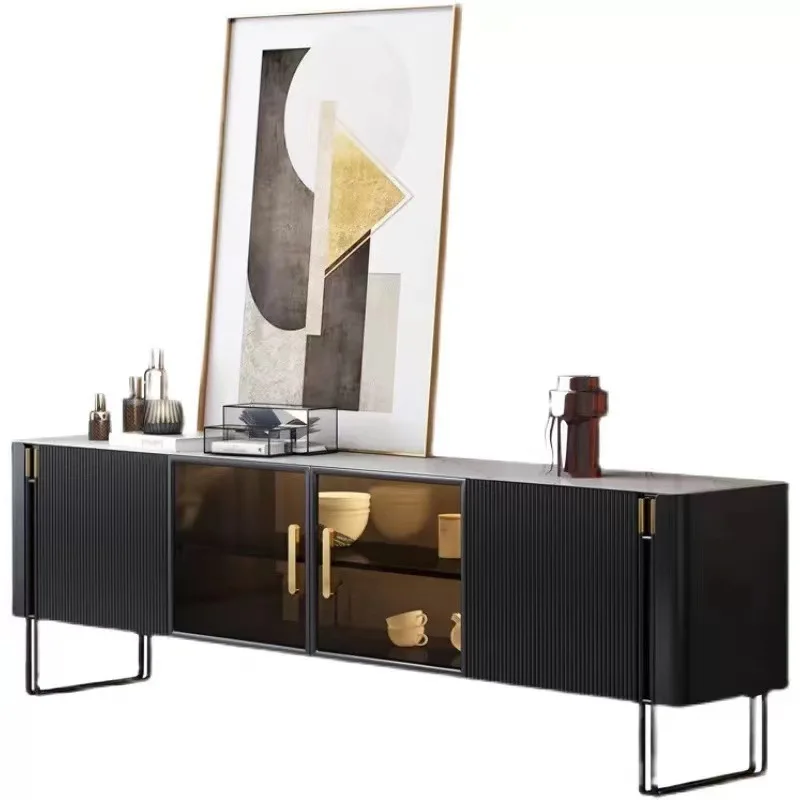 

Customized light luxury high-end glass door TV cabinet modern living room combination high