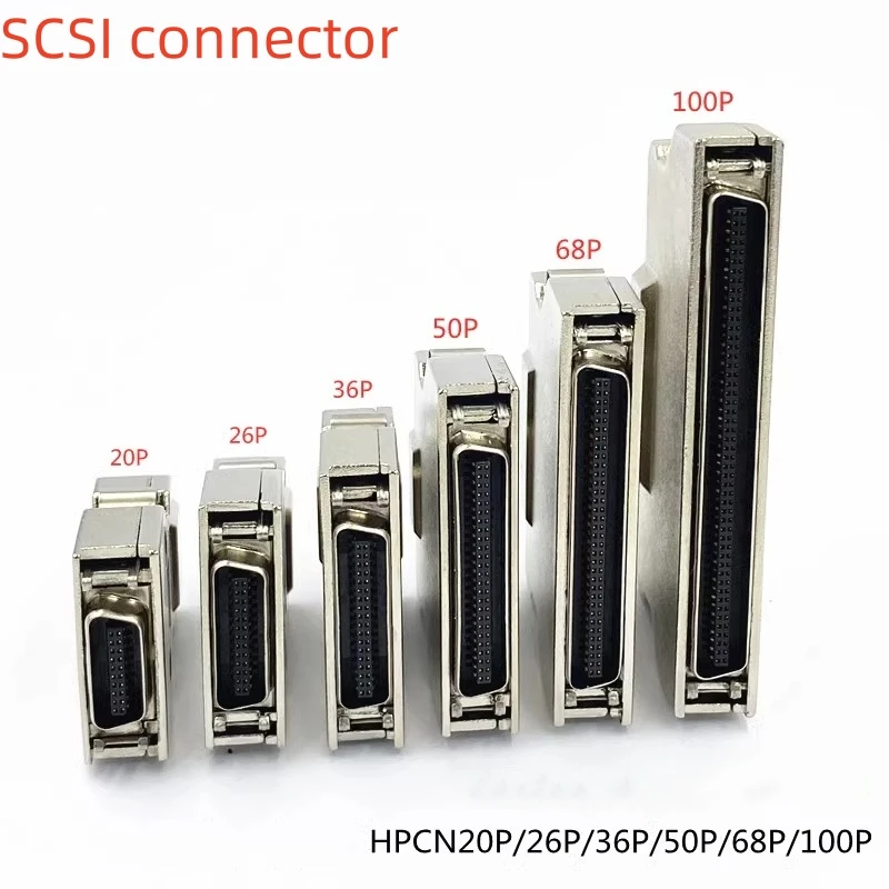 1PCS SCSI Connector Servo Driver Plug SCSI Male Welding Wire Iron Shell Snap-On CN Slot 20P~100P
