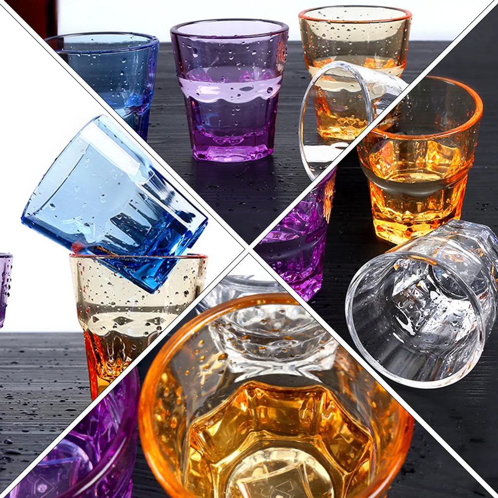 4 Pcs Glass Acrylic Octagonal Cup Child Mugs Clear Glasses Transparent Cups