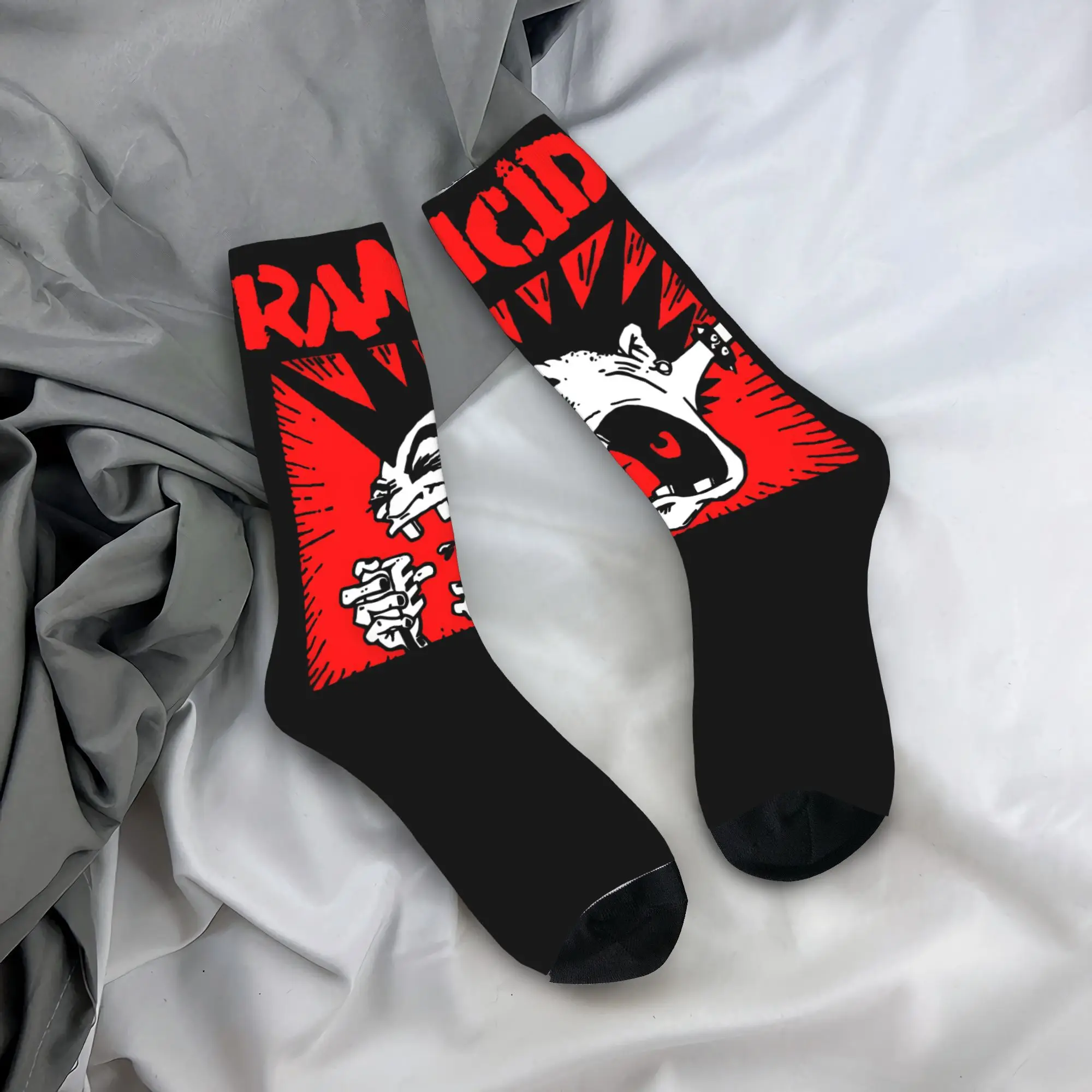 

Rancids Stockings Rock Pattern Retro Socks Winter Anti Slip Socks Adults Men Running Warm Soft Socks
