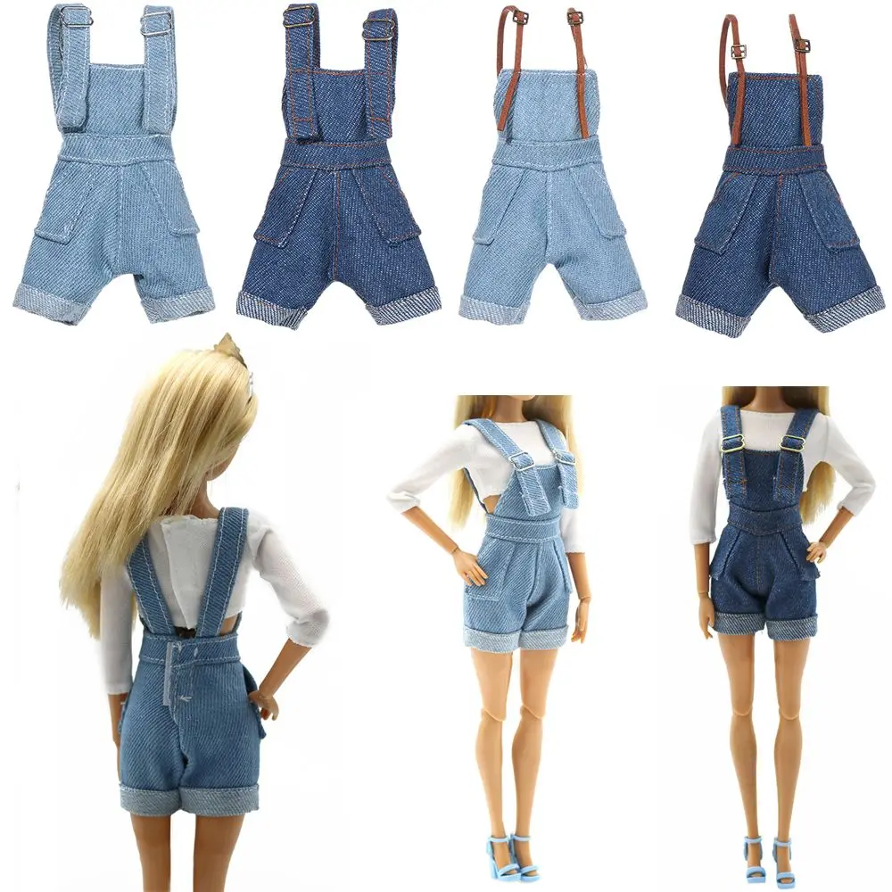 Solid Color Doll Overalls for 29 cm Doll 1/6 Doll Mini White T-shirt Doll Clothes DIY Play House Dressing Up Kids Gift Accessory