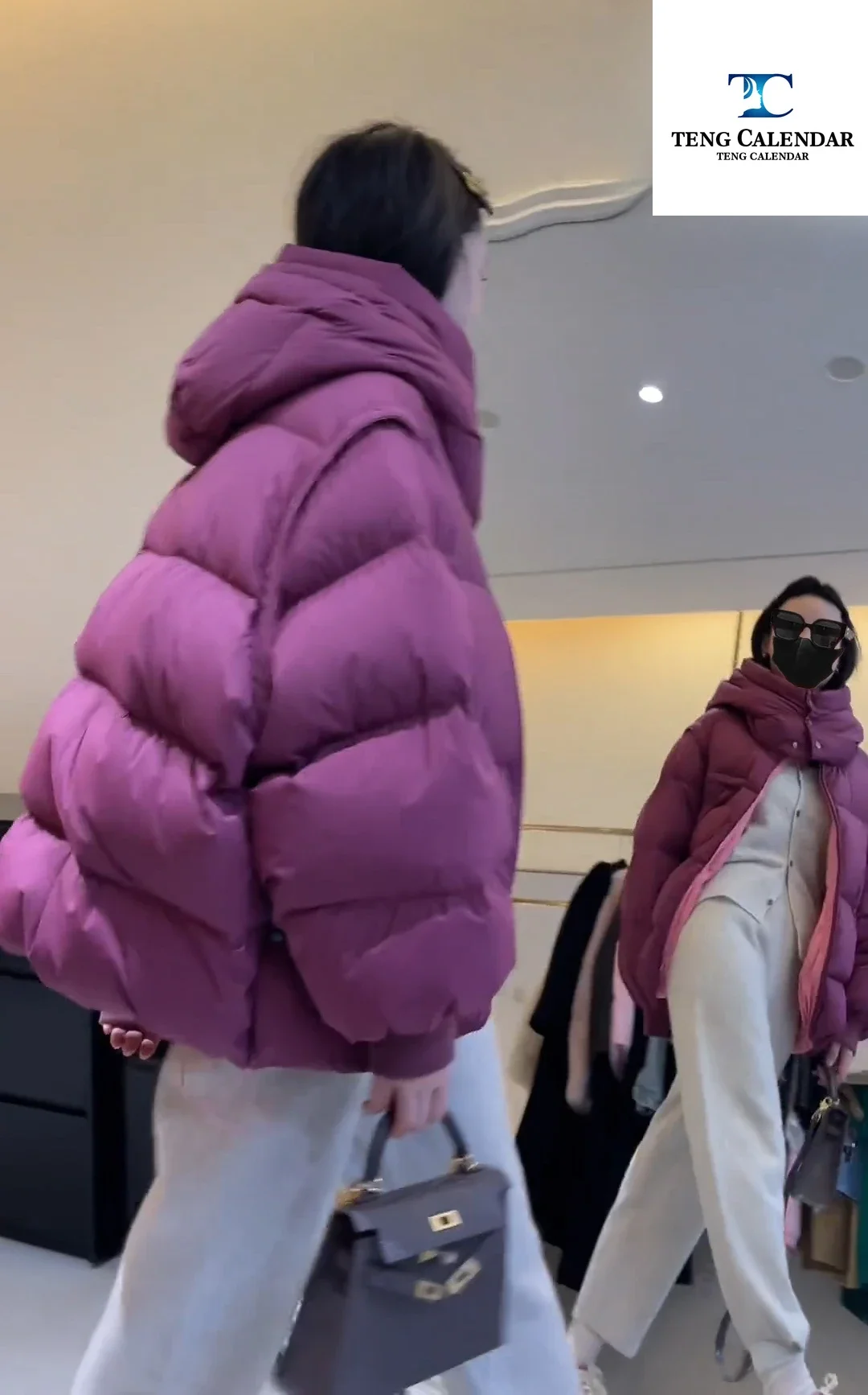 Fashionable Down Jacket, Ultra Thick Small Figure Pink Purple Hooded Puff Jacket, Women's 2024 Winter New Style