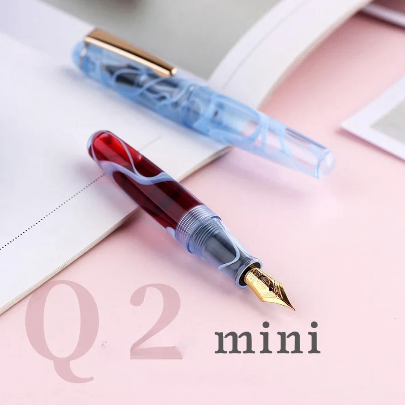 Majohn Q2 Fountain Pen Mini Pocket-Size Acrylic Eyedropper Ink Pen EF 0.38mm/F 0.5mm Nib Portable Office School Writing Gift Set