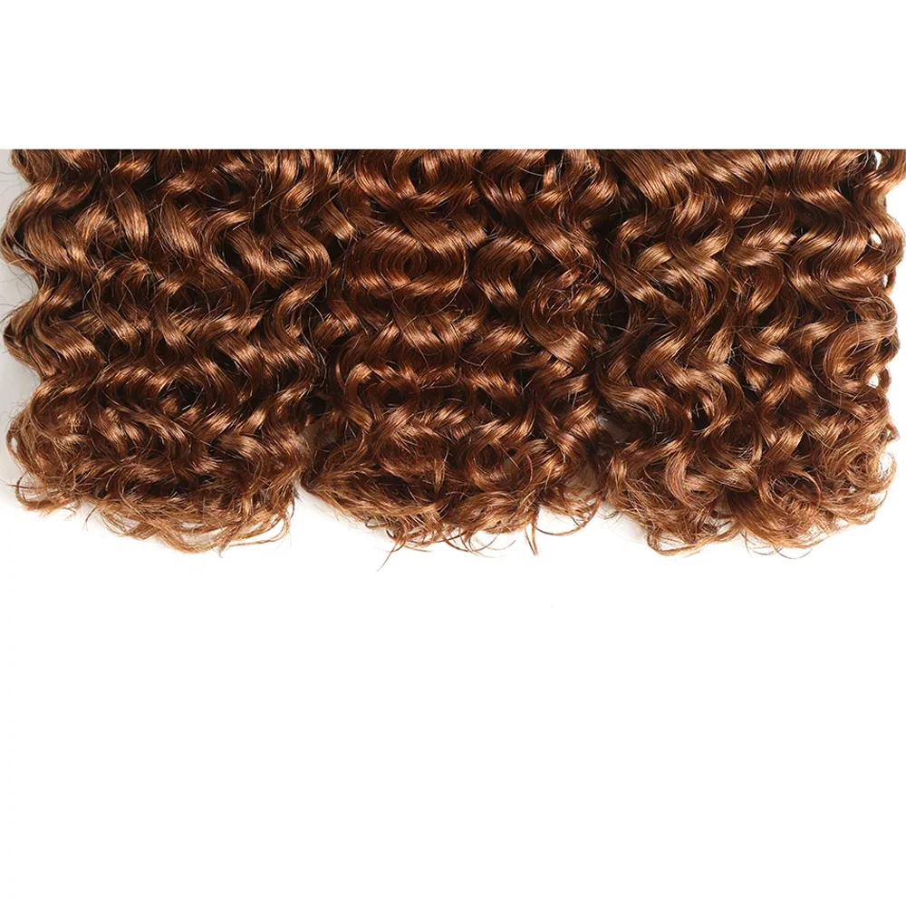 Tissage en Lot Brésilien Naturel Ondulé Brun Rougeâtre, Extensions de Cheveux Frisés, 3 Pièces/Lot