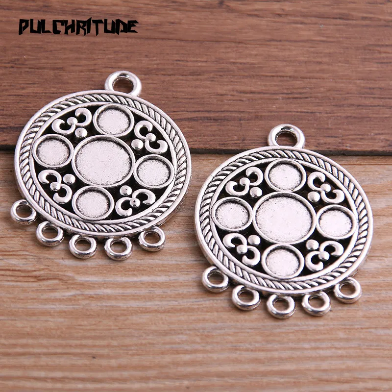 2pcs 32*41mm Two Color Zinc Alloy Necklace Charm Jewelry DIY Hollow Simple Round Connector Pendant Necklace